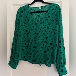 BP Green Floral Print Blouse